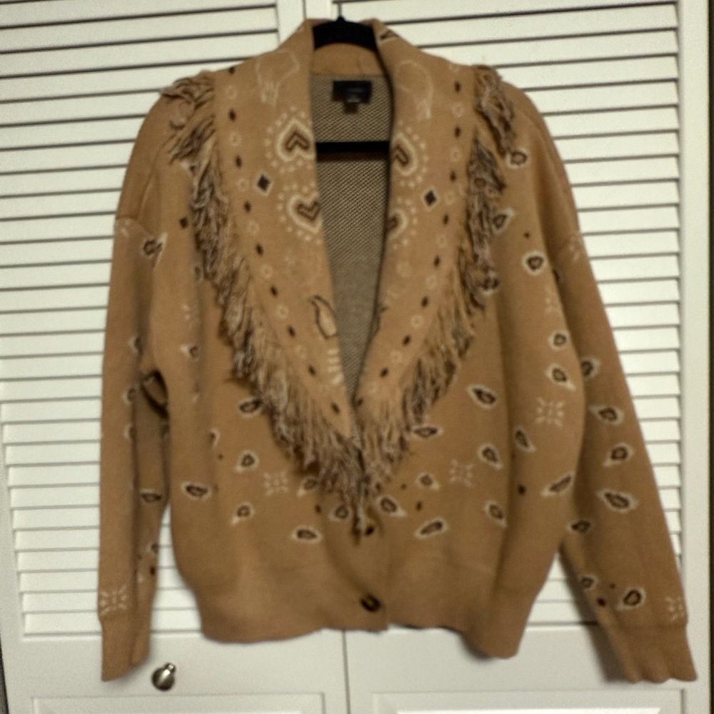 NWOT Lumiere Tan Fringed Women's Sweater